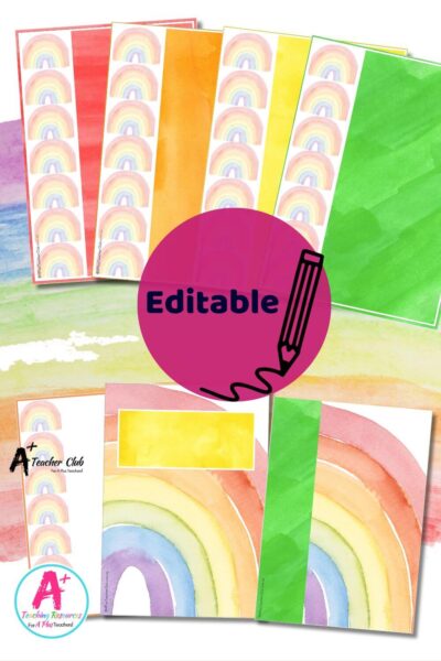 Rainbow Colours Decor Binder Covers & Spine Labels Editable