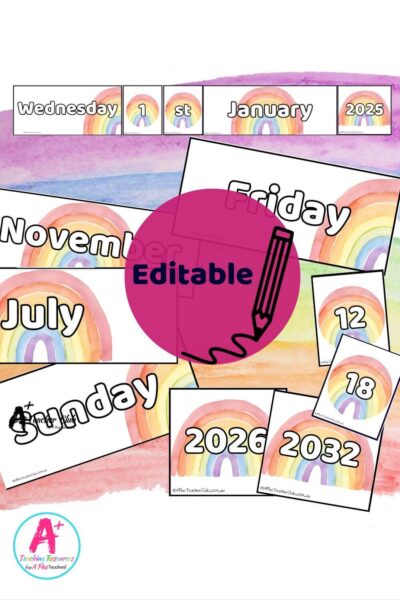 Rainbow Colours Decor Flip Calendar (Editable)