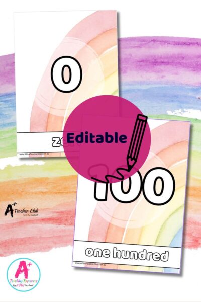 Rainbow Colours Decor Maths Numbers 0-100 Editable