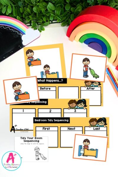 3-Step Sequencing Everyday Events - Tidy Your Bedroom