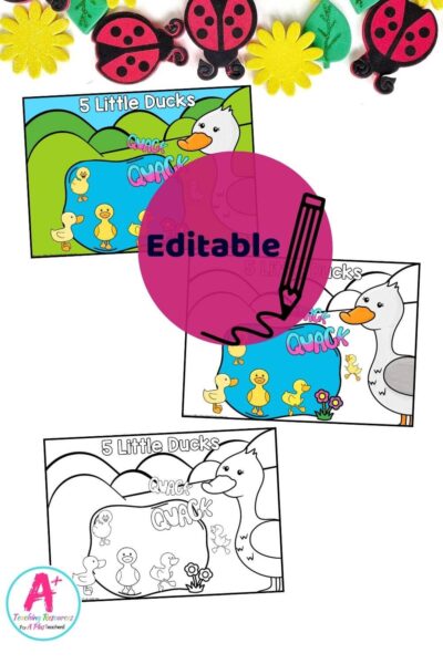 Counting Nursery Rhymes Little Reader – 5 Little Ducks Editable