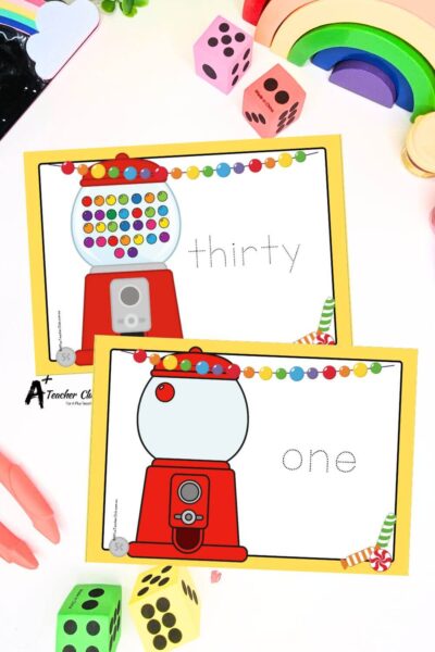 Gumball Math Mats Number Names 0-30 (Counting) - Trace Font