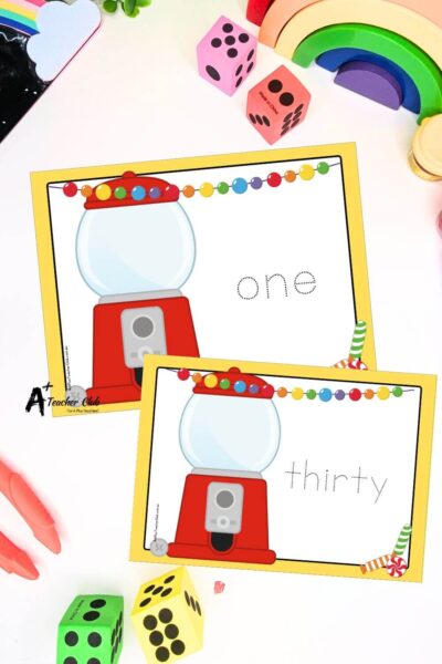 Gumball Math Mats Number Names 0-30 (No Counting) - Trace Font