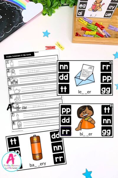 Double Consonant Clip Cards - tt