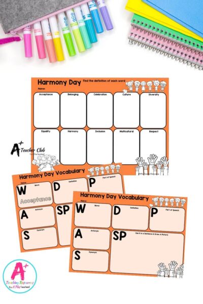 Harmony Day/Week - Vocabulary Graphic Organisers