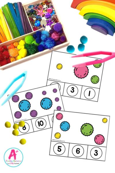 Fine Motor Pom Poms Subitising Clip Cards