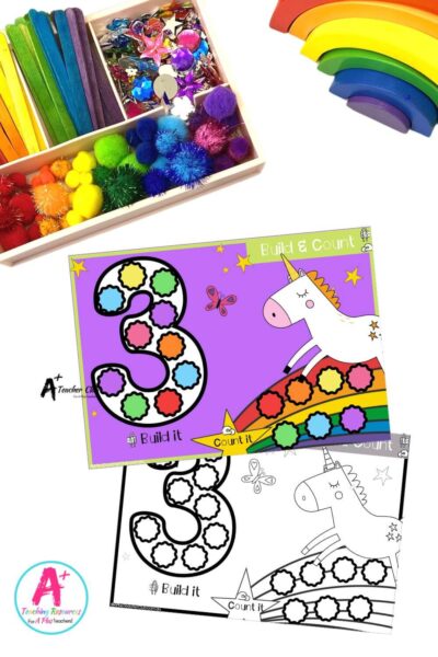 Fine Motor Pom Poms Build & Count 0-30 – Unicorns