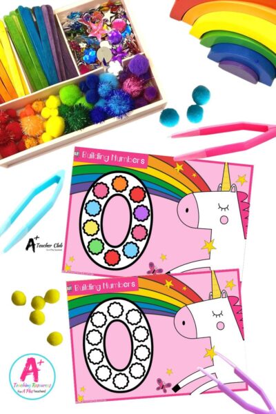 Fine Motor Pom Poms Build 0-30 - Unicorns