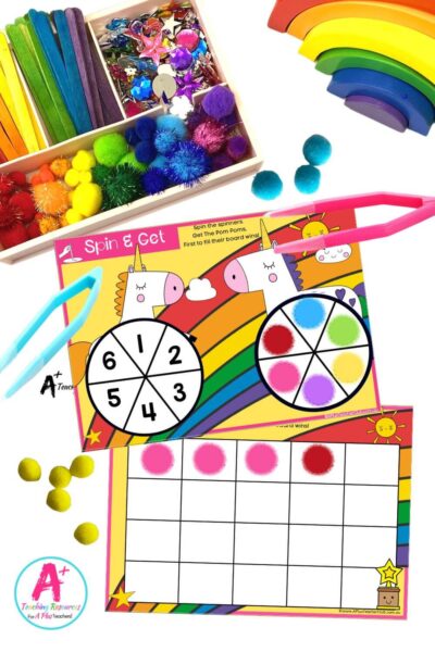 Fine Motor Pom Poms Spin & Get Counting Games - Unicorns